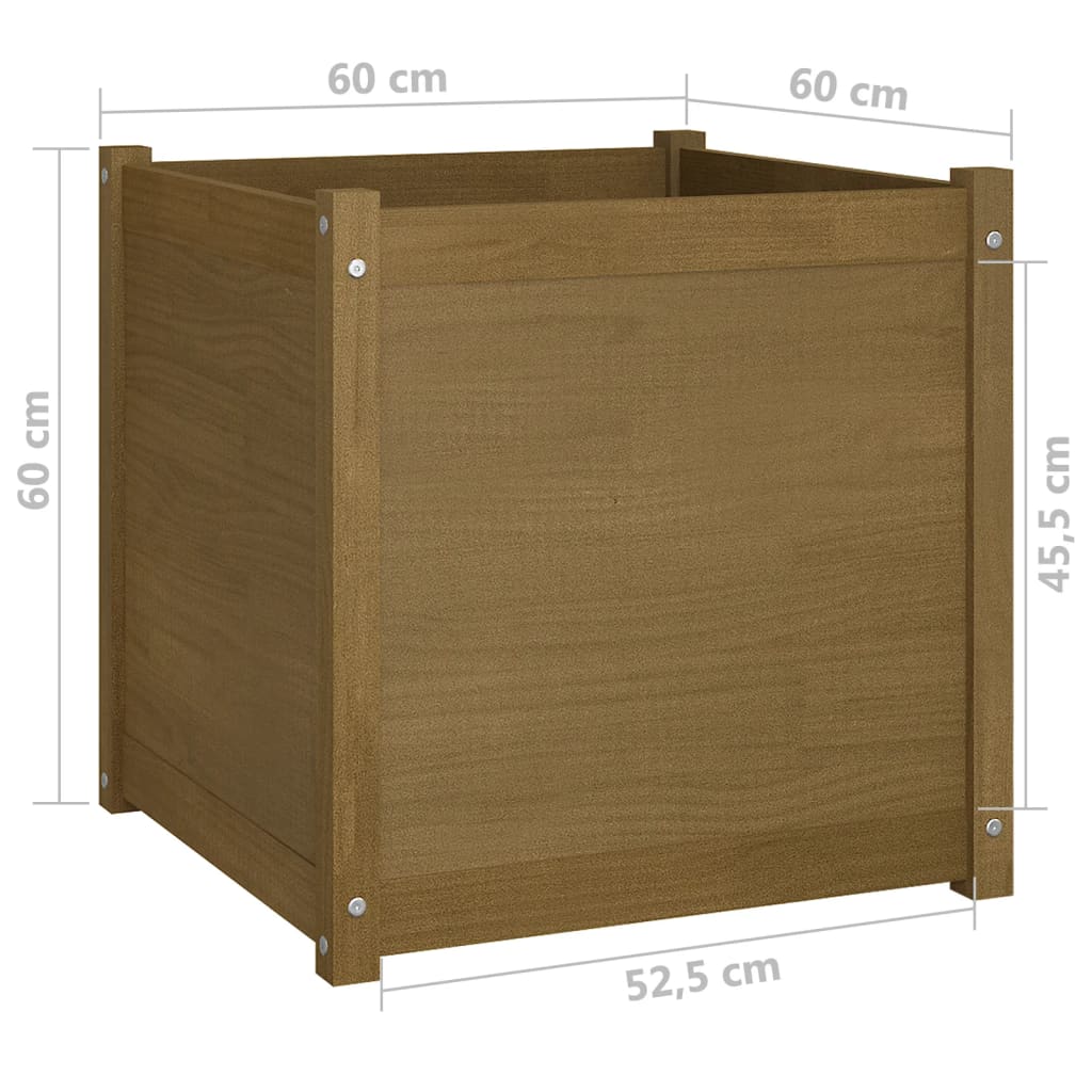 Pflanzkübel 2 Stk. Honigbraun 60x60x60 cm Massivholz Kiefer