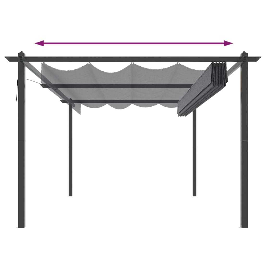 Pavillon mit Ausziehbarem Dach 4x3 m Anthrazit
