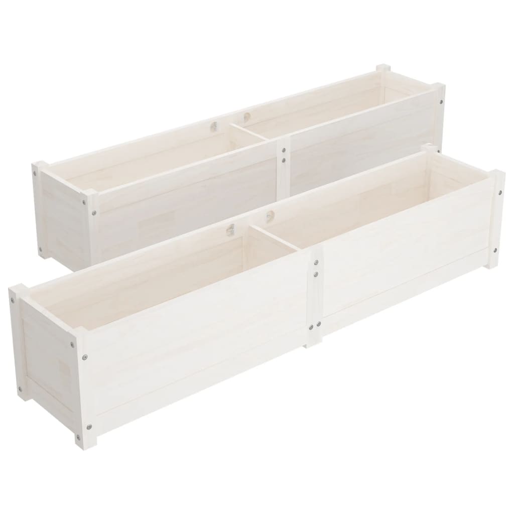 Garten-Hochbeete 2 Stk. Weiß 150x31x31 cm Massivholz Kiefer