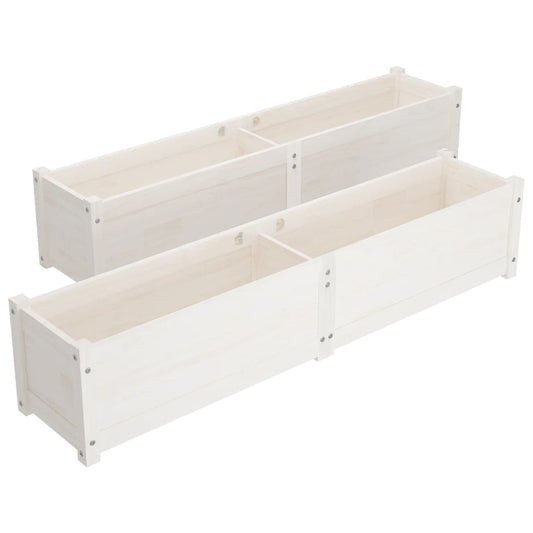 Garten-Hochbeete 2 Stk. Weiß 150x31x31 cm Massivholz Kiefer