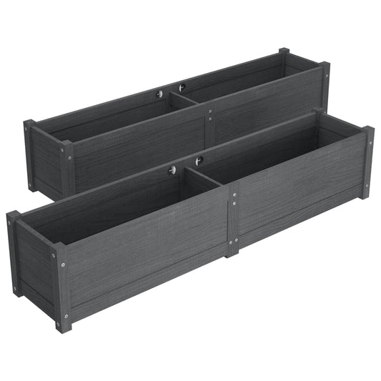 Garten-Hochbeete 2 Stk. Grau 150x31x31 cm Massivholz Kiefer