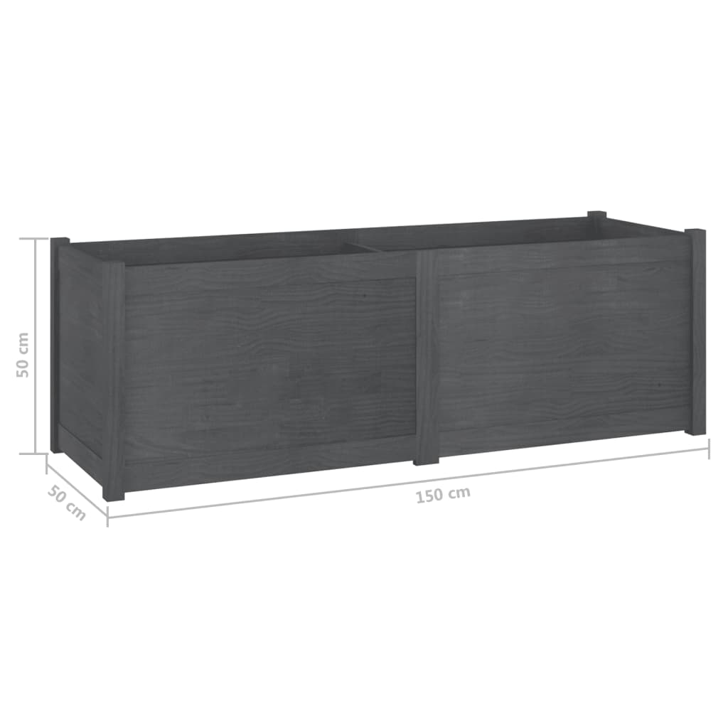 Pflanzkübel Grau 150x50x50 cm Massivholz Kiefer