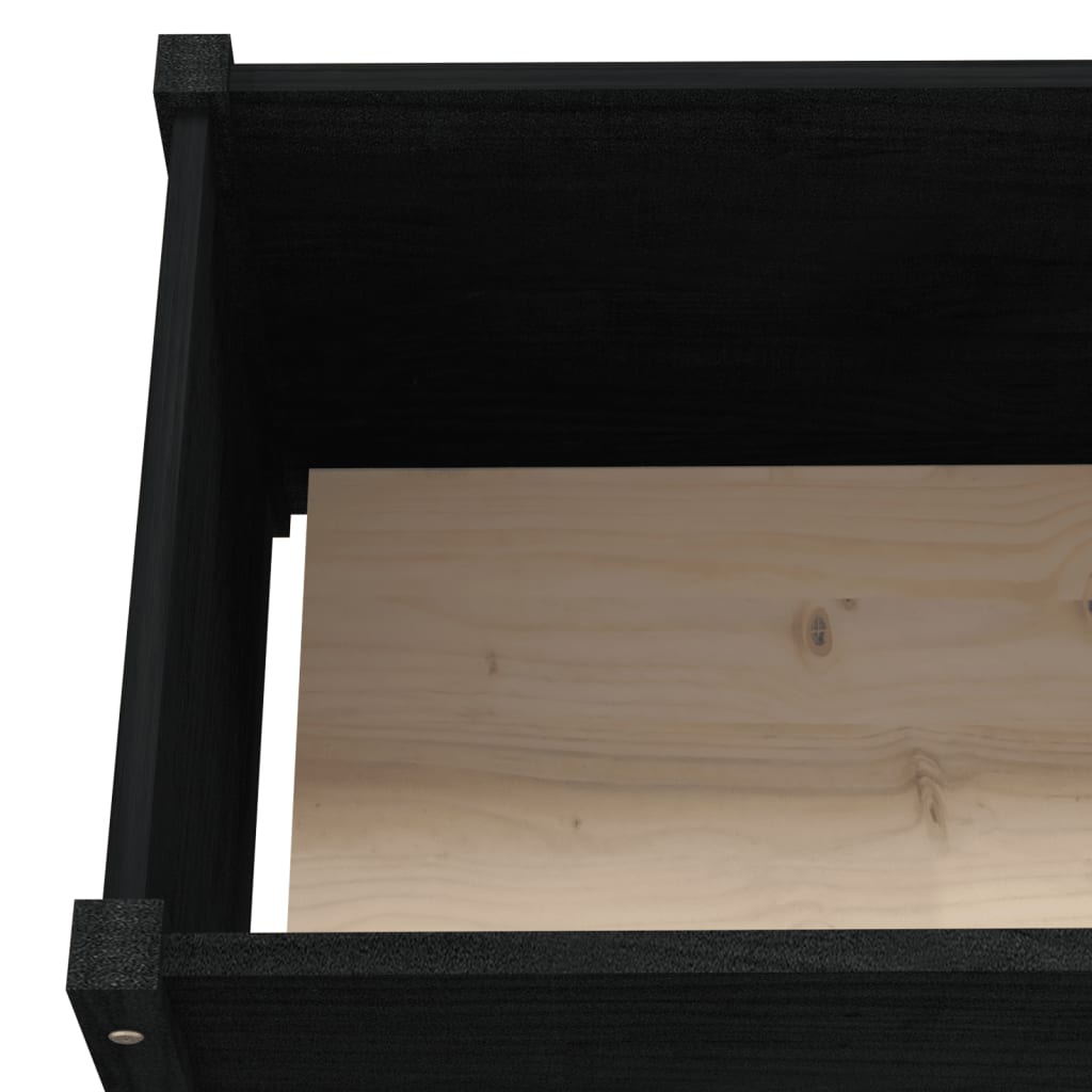 Pflanzkübel Schwarz 150x50x70 cm Massivholz Kiefer