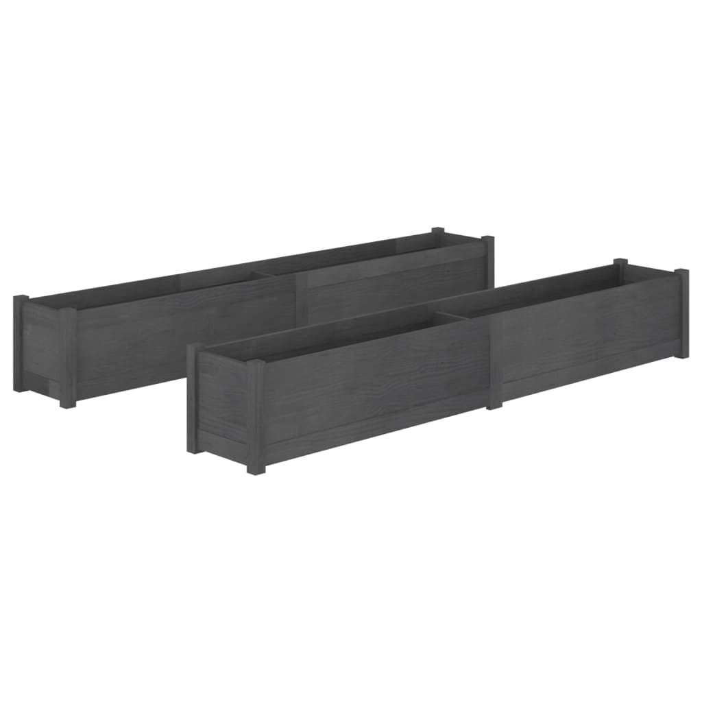 Pflanzkübel 2 Stk. Grau 200x31x31 cm Massivholz Kiefer