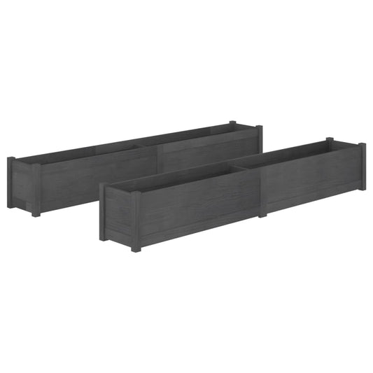 Pflanzkübel 2 Stk. Grau 200x31x31 cm Massivholz Kiefer