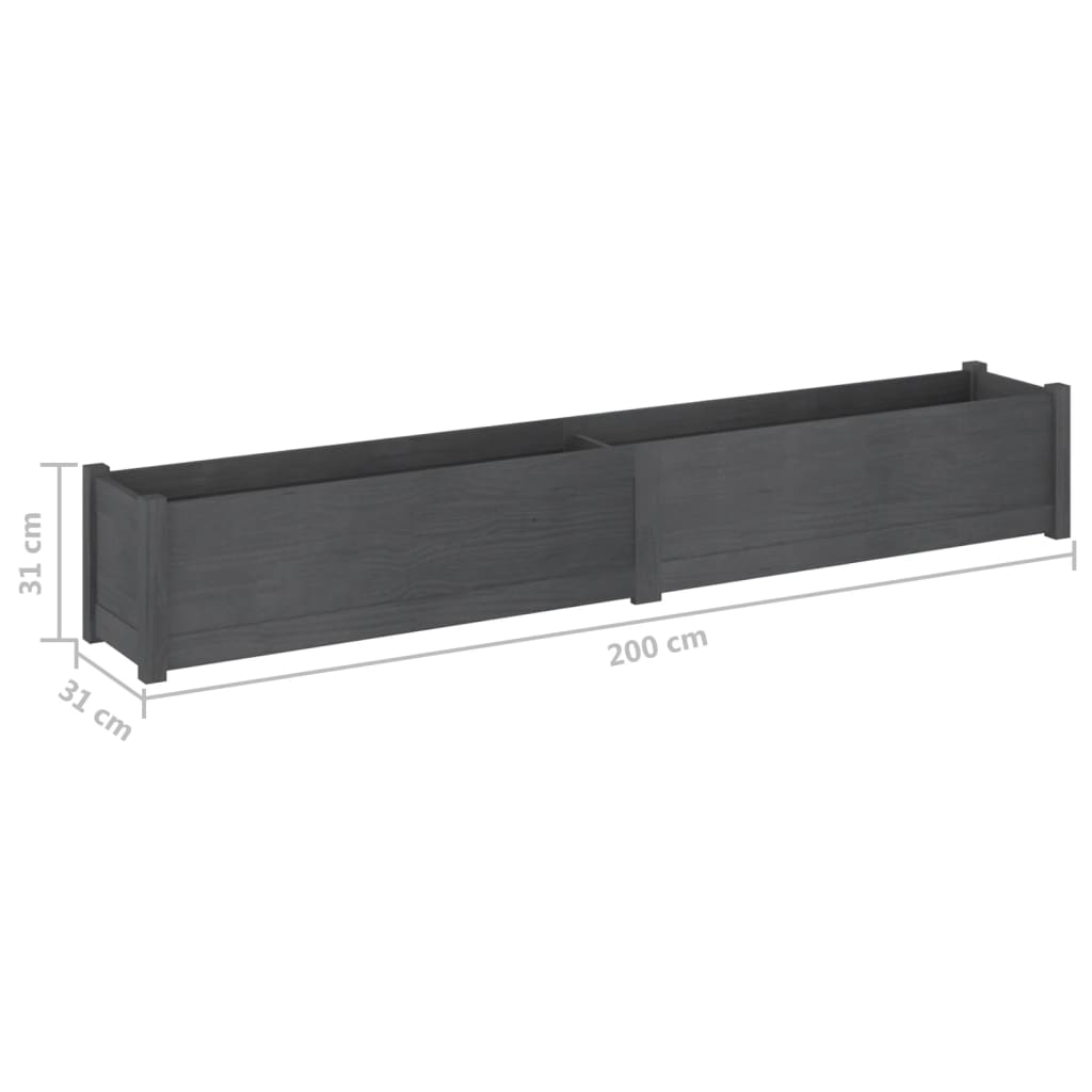 Pflanzkübel 2 Stk. Grau 200x31x31 cm Massivholz Kiefer