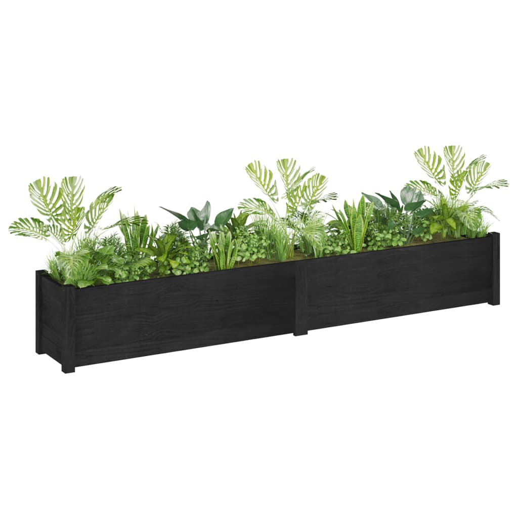 Pflanzkübel 2 Stk. Schwarz 200x31x31 cm Massivholz Kiefer