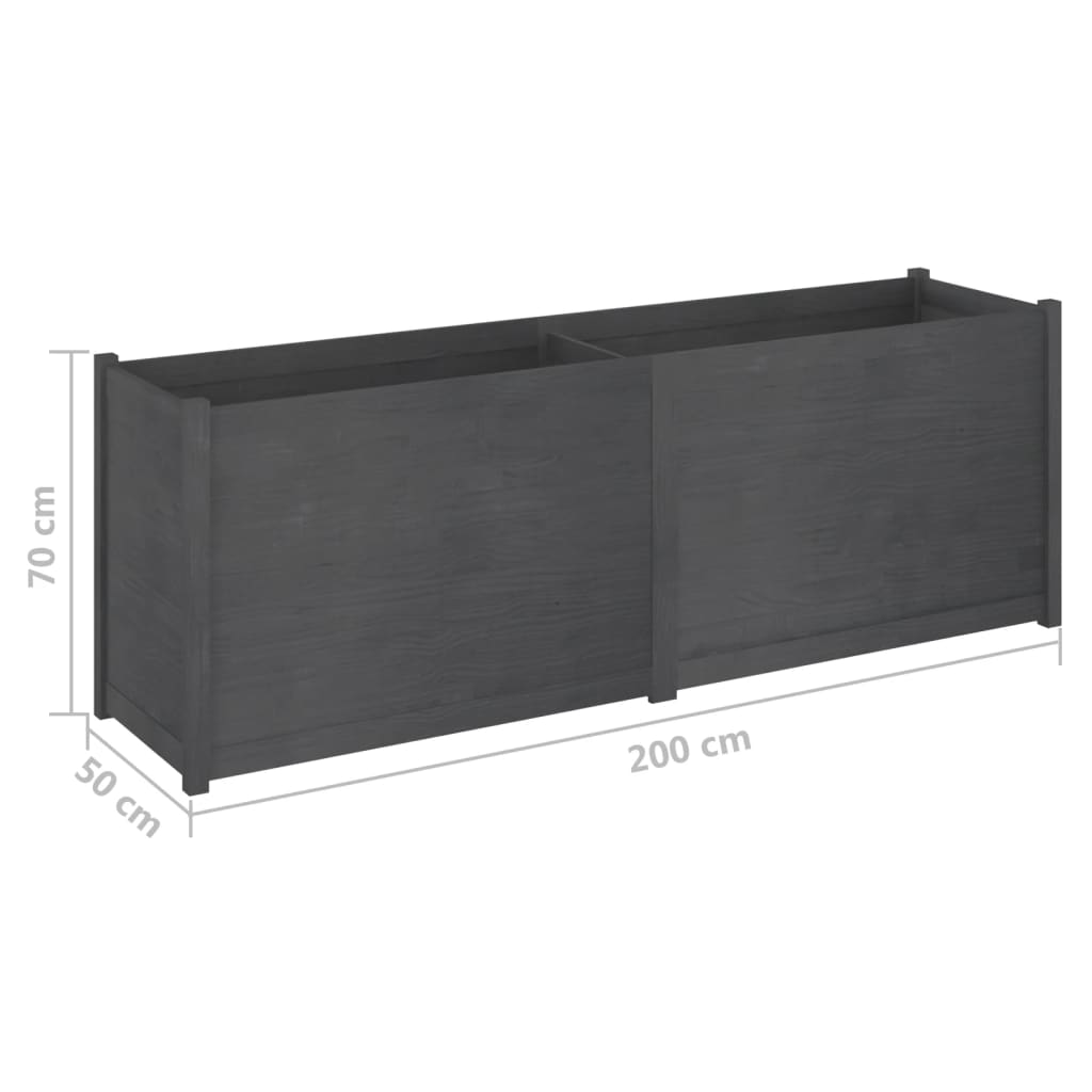 Pflanzkübel Grau 200x50x70 cm Massivholz Kiefer