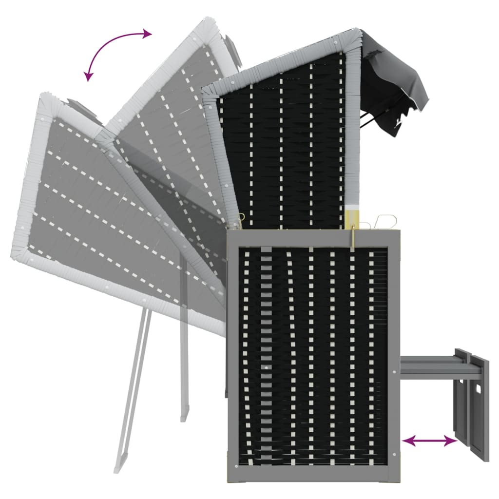 Strandkorb mit Kissen Poly Rattan Massivholz Anthrazit Schwarz