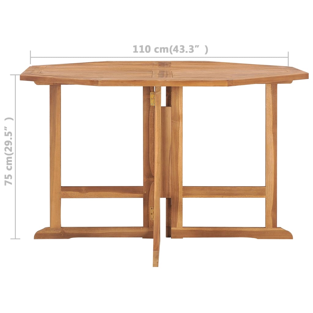 Garten-Esstisch Klappbar 110x110x75 cm Massivholz Teak