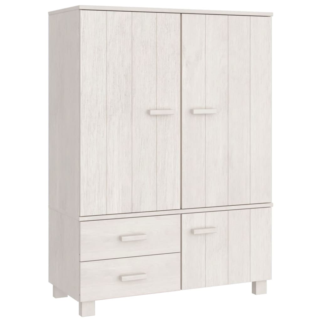 Kleiderschrank HAMAR Weiß 99x45x137 cm Massivholz Kiefer