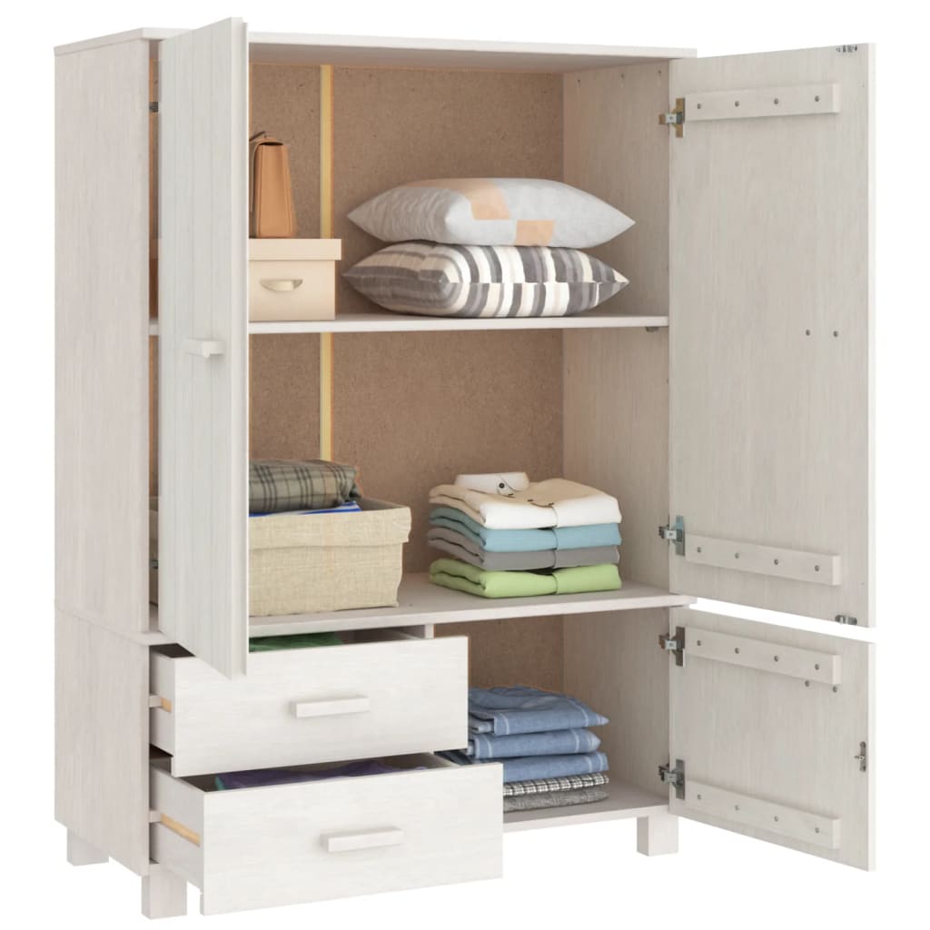 Kleiderschrank HAMAR Weiß 99x45x137 cm Massivholz Kiefer