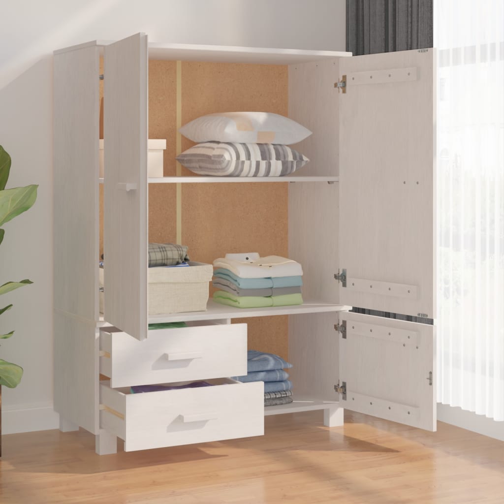 Kleiderschrank HAMAR Weiß 99x45x137 cm Massivholz Kiefer