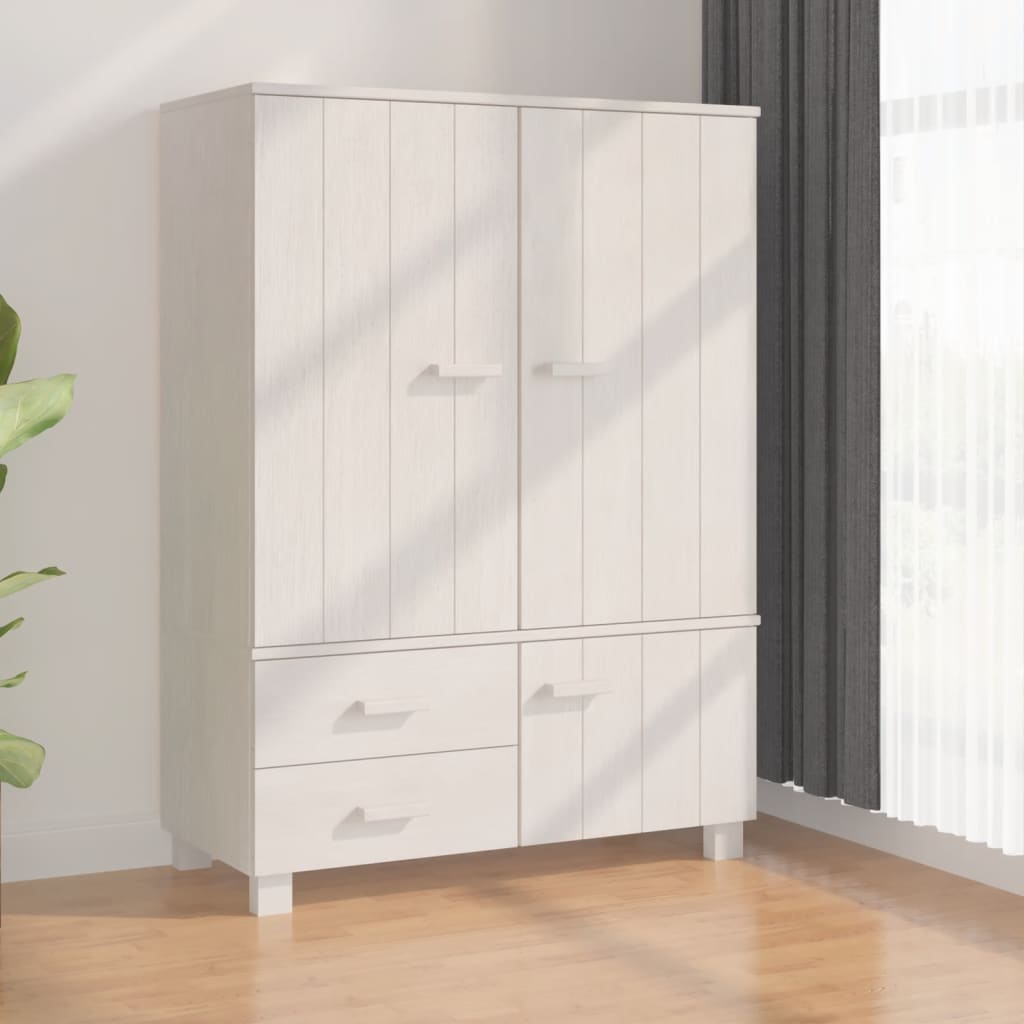 Kleiderschrank HAMAR Weiß 99x45x137 cm Massivholz Kiefer
