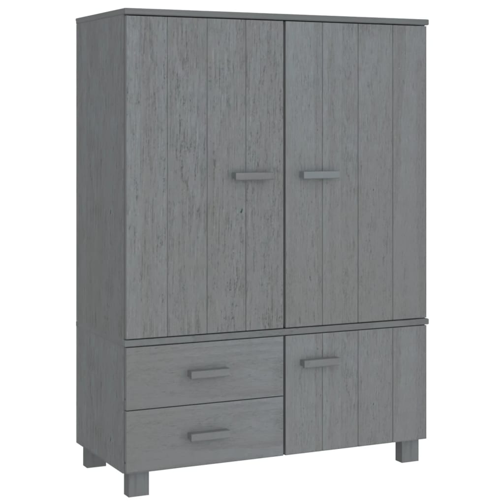 Kleiderschrank HAMAR Dunkelgrau 99x45x137 cm Massivholz Kiefer