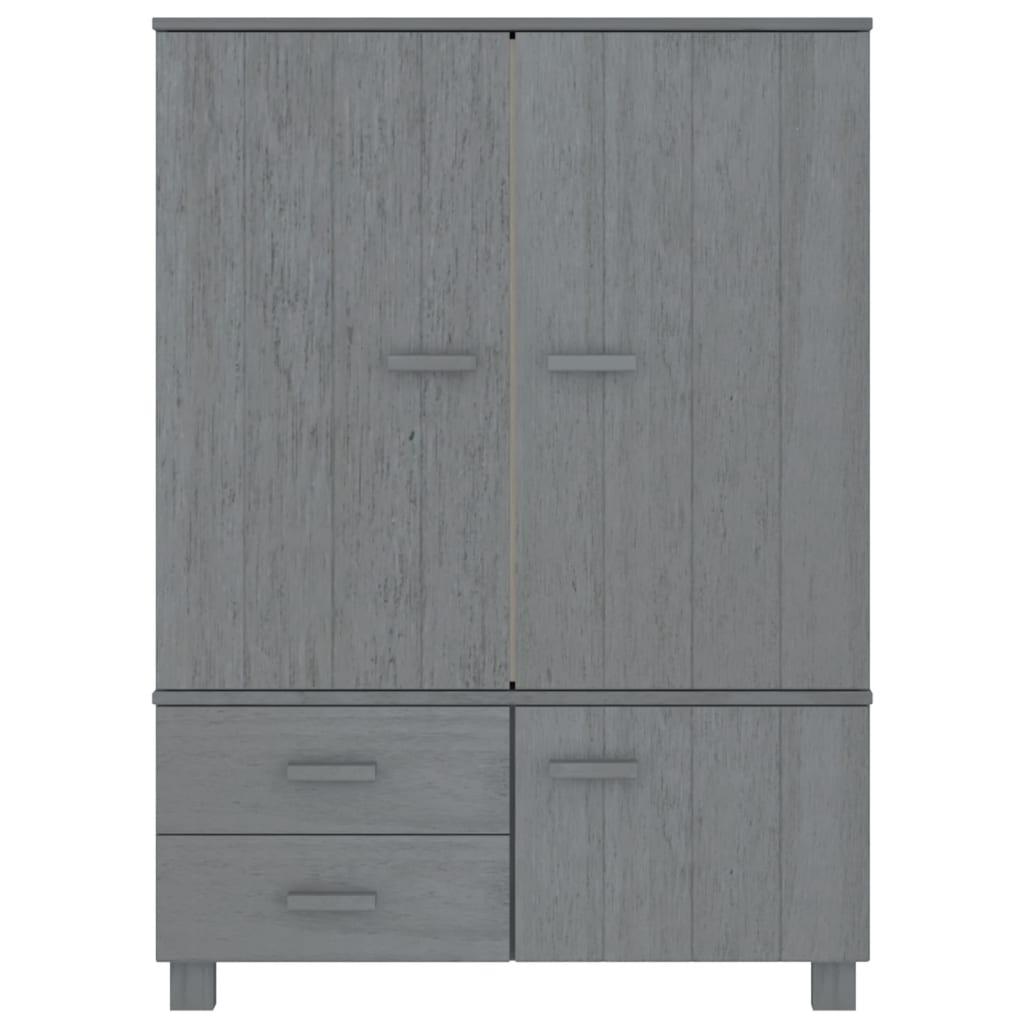Kleiderschrank HAMAR Dunkelgrau 99x45x137 cm Massivholz Kiefer