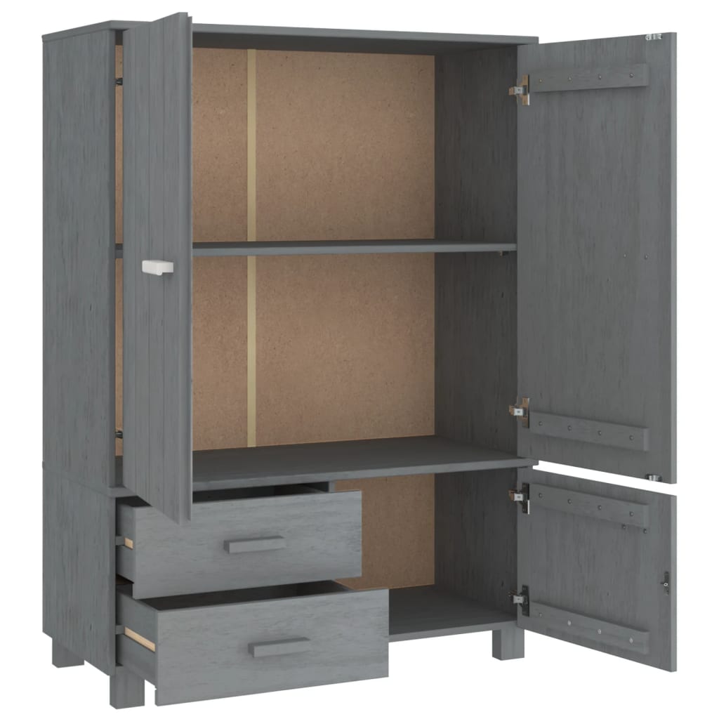 Kleiderschrank HAMAR Dunkelgrau 99x45x137 cm Massivholz Kiefer
