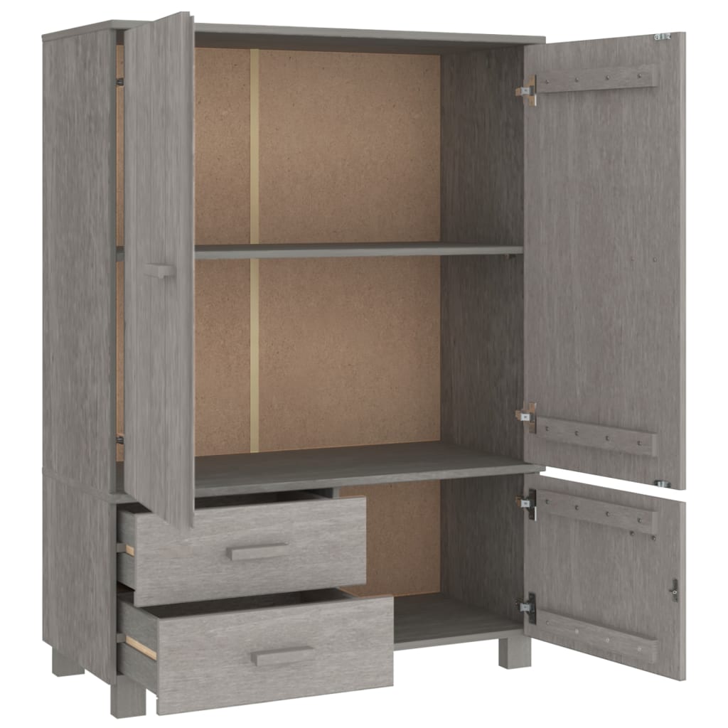 Kleiderschrank HAMAR Hellgrau 99x45x137 cm Massivholz Kiefer