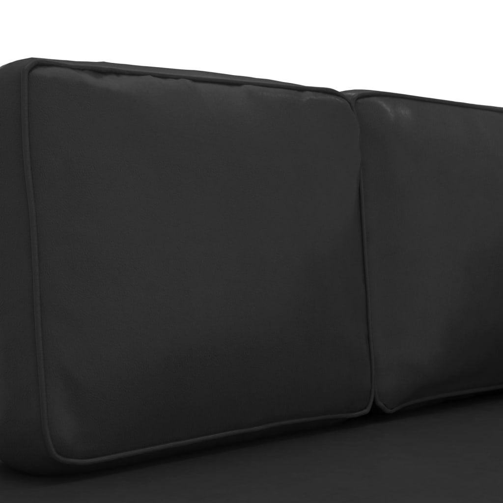 Chaiselongue mit Kissen und Nackenrolle Schwarz Kunstleder