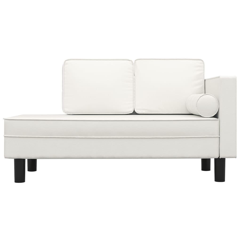 Chaiselongue mit Kissen und Nackenrolle Creme Kunstleder