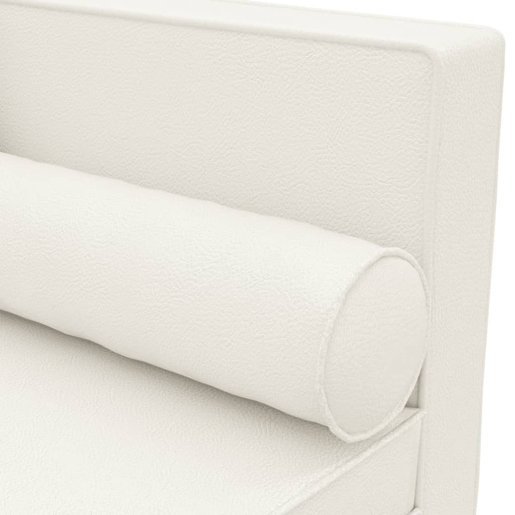 Chaiselongue mit Kissen und Nackenrolle Creme Kunstleder