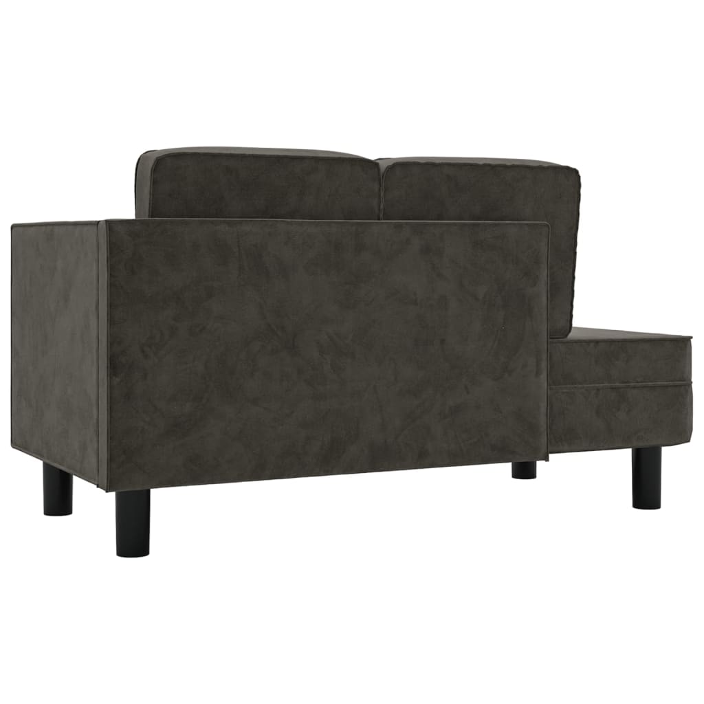 Chaiselongue mit Kissen und Nackenrolle Dunkelgrau Samt