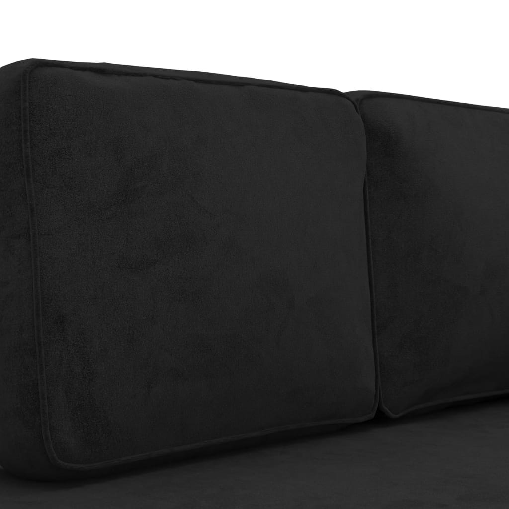 Chaiselongue mit Kissen und Nackenrolle Schwarz Samt