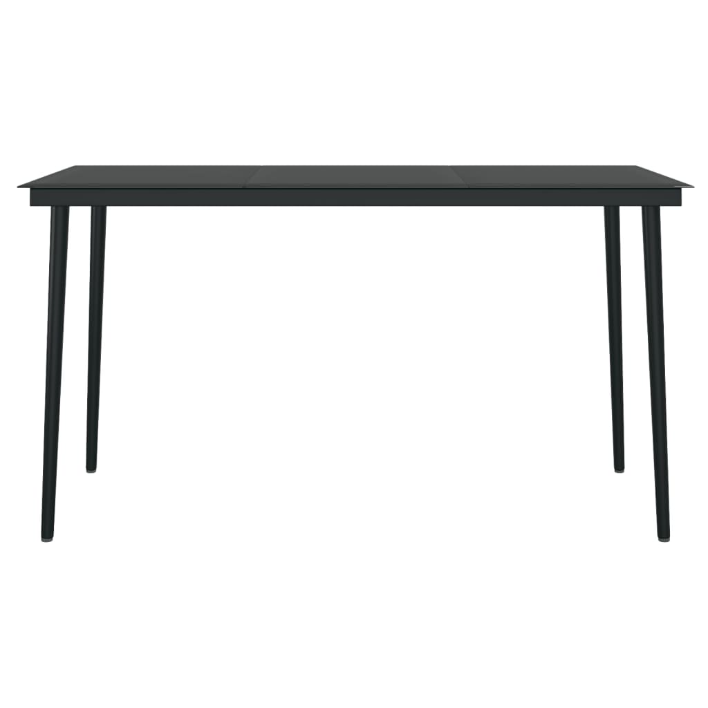 Garten-Esstisch Schwarz 140x70x74 cm Stahl und Glas