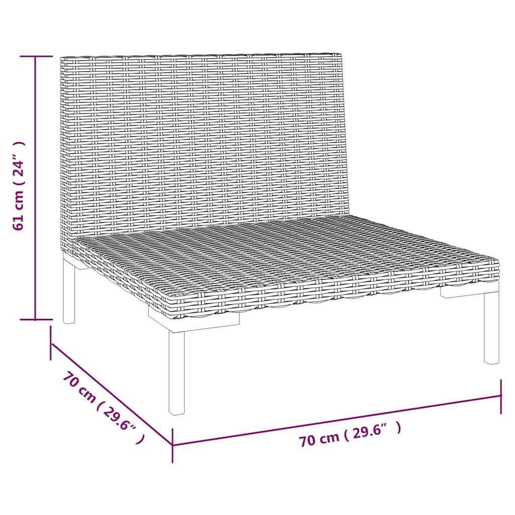 Gartensofa mit Kissen Halbrundes Poly Rattan