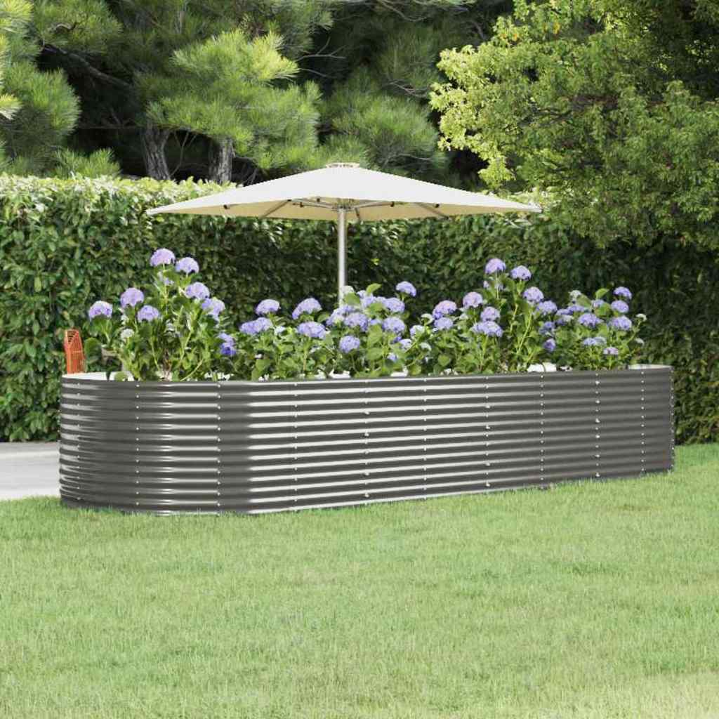 Hochbeet Grau 367x140x68 cm Verzinkter Stahl