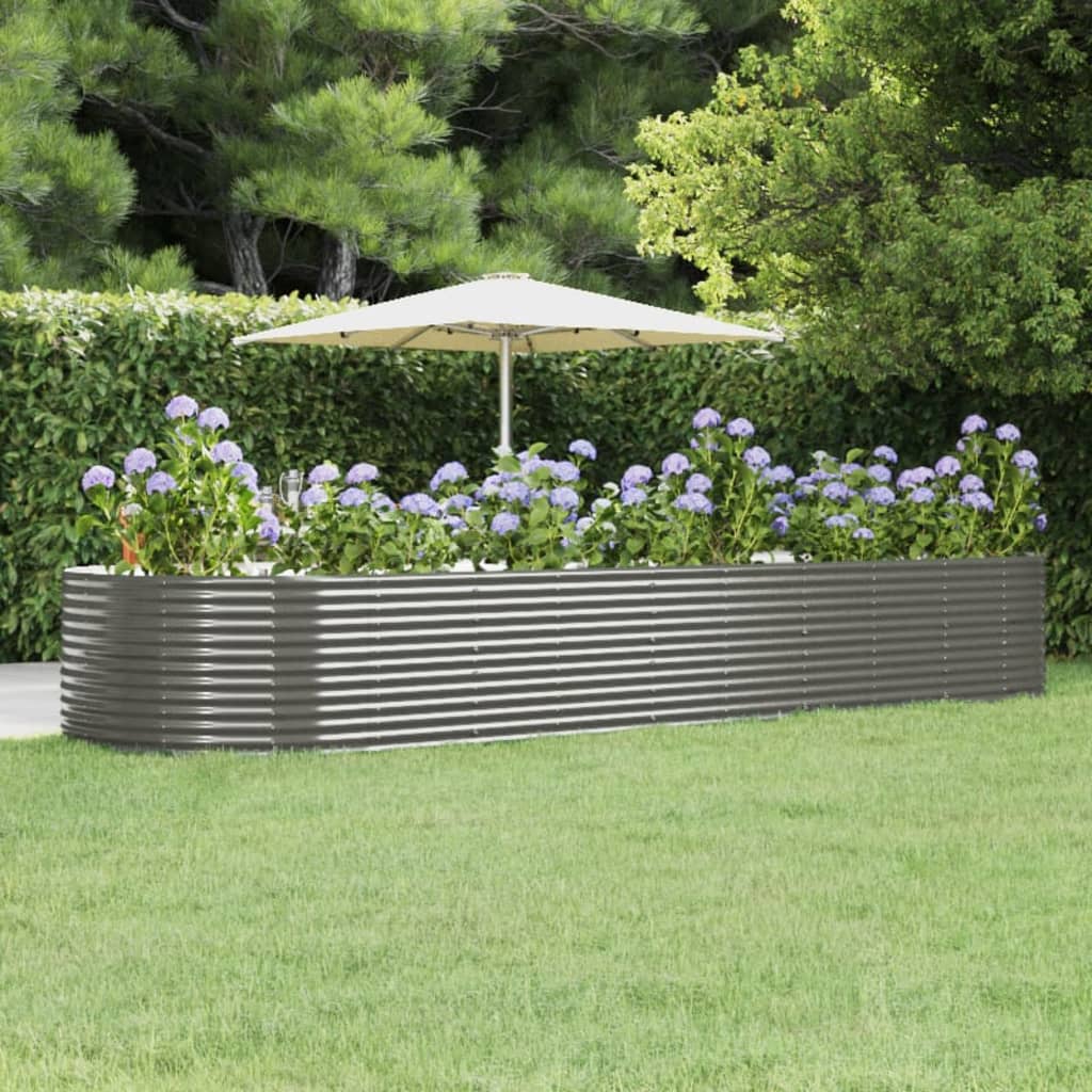 Hochbeet Grau 447x140x68 cm Verzinkter Stahl