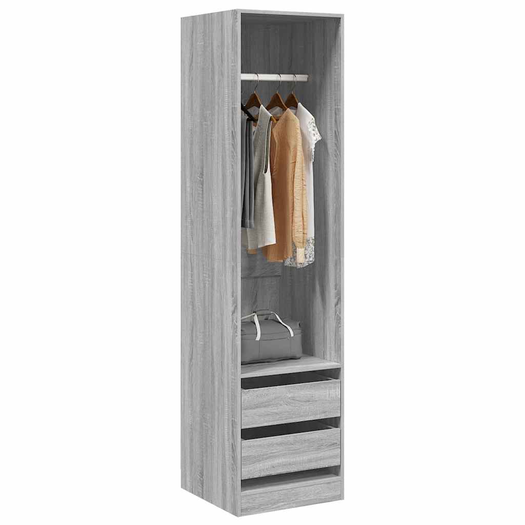 Kleiderschrank mit Schubladen Grau Sonoma 50x50x200 cm
