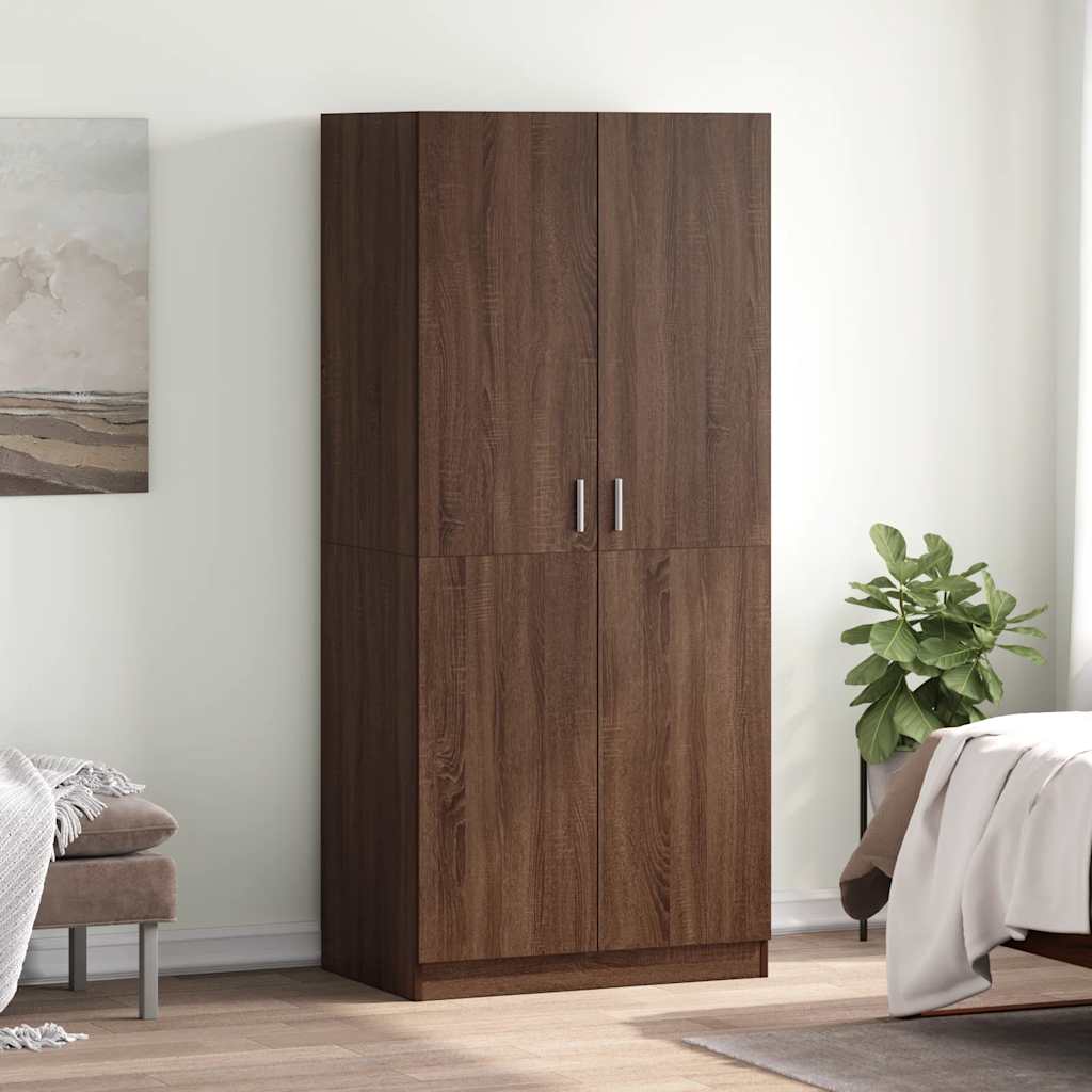 Kleiderschrank Braun Eichen-Optik 80x52x180 cm Holzwerkstoff