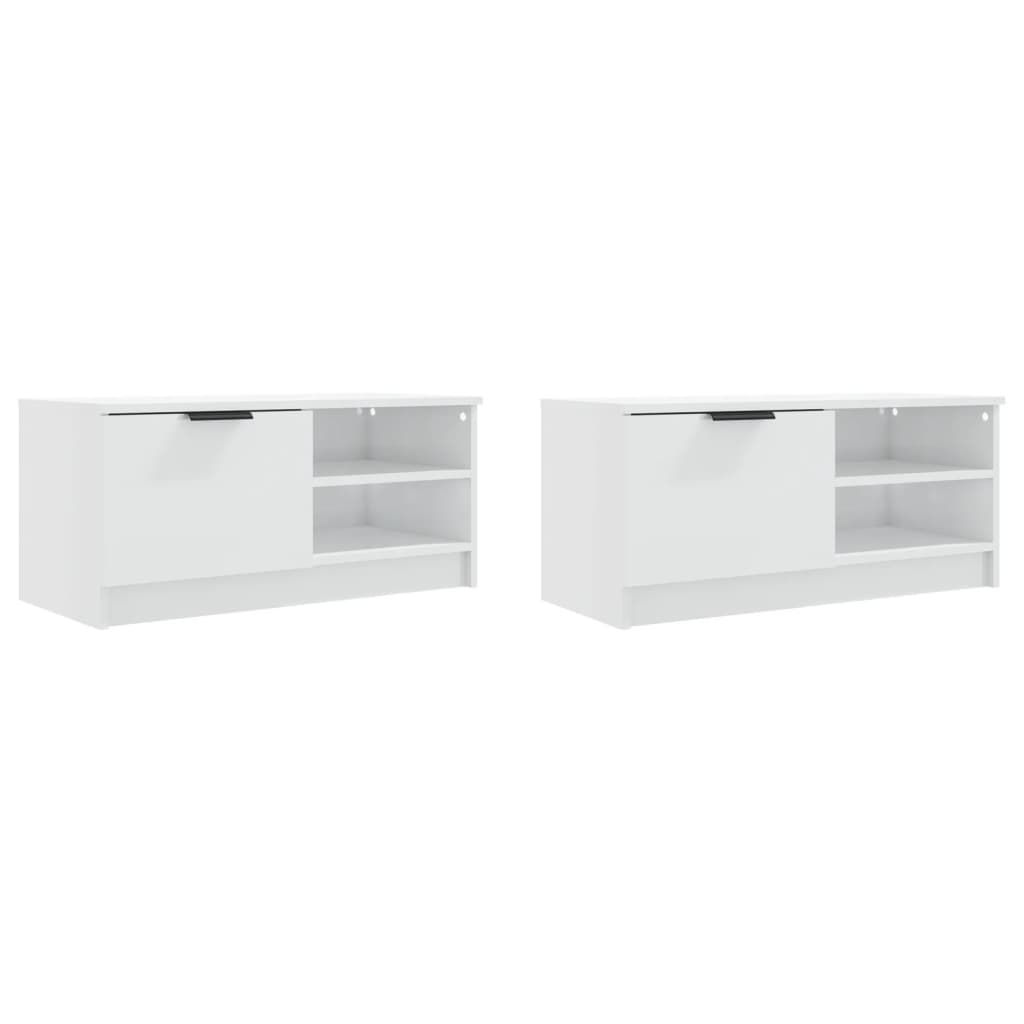 TV-Schränke 2 Stk. Hochglanz-Weiß 80x35x36,5 cm Holzwerkstoff