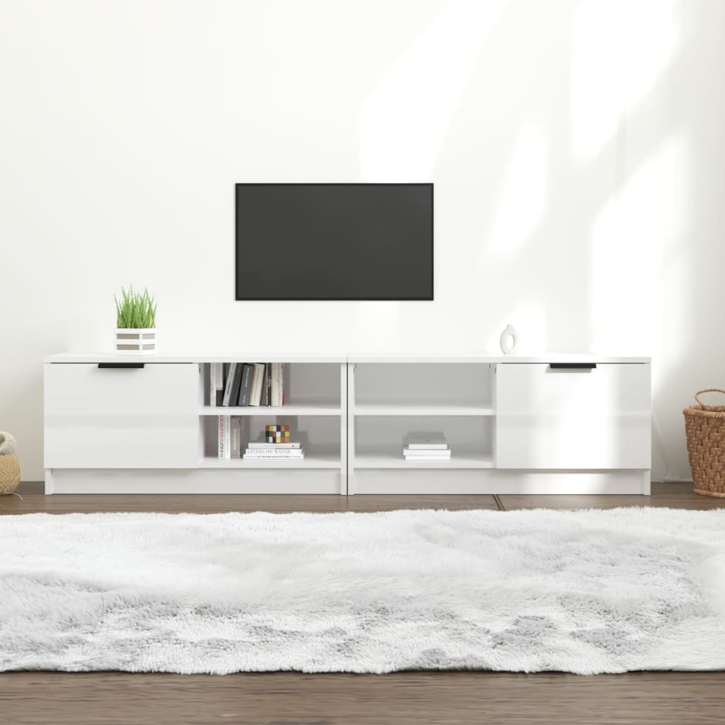 TV-Schränke 2 Stk. Hochglanz-Weiß 80x35x36,5 cm Holzwerkstoff