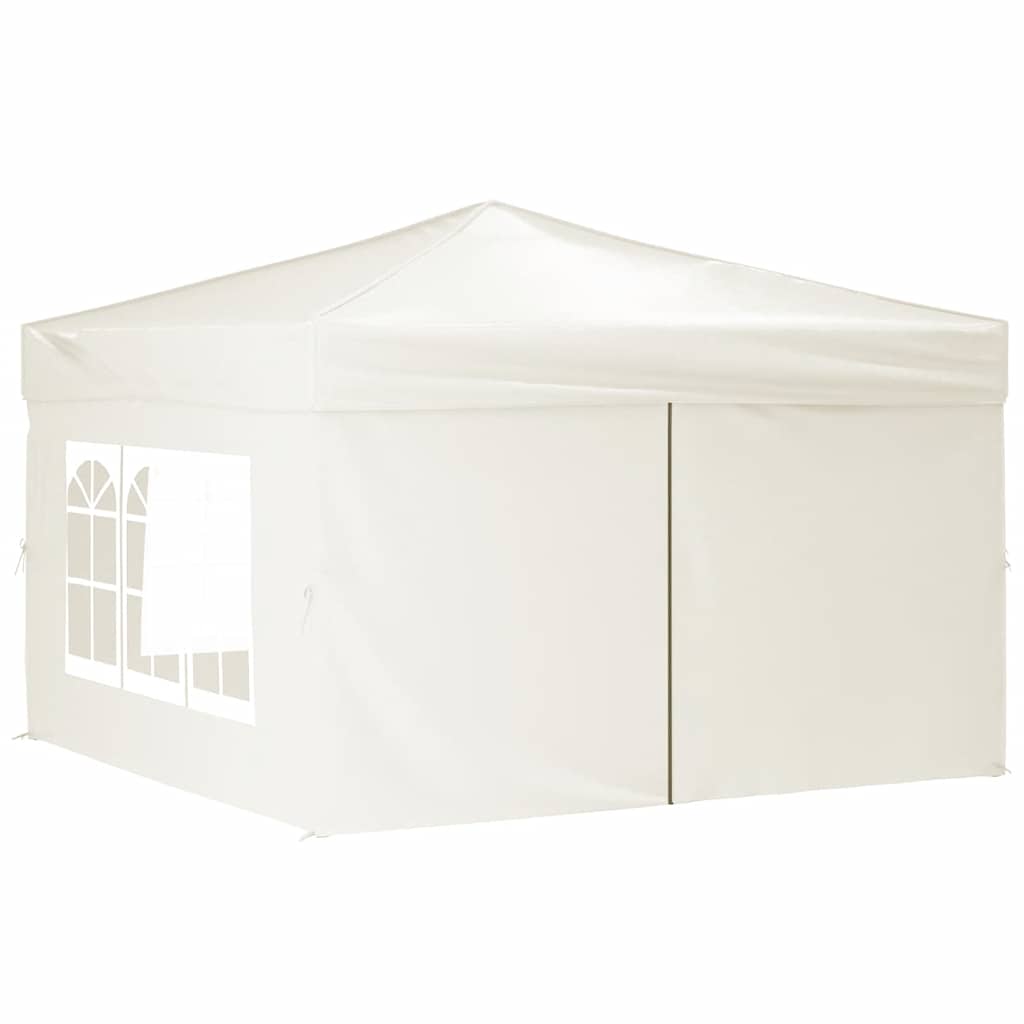 Partyzelt Faltbar mit Seitenwänden Creme 3x3 m