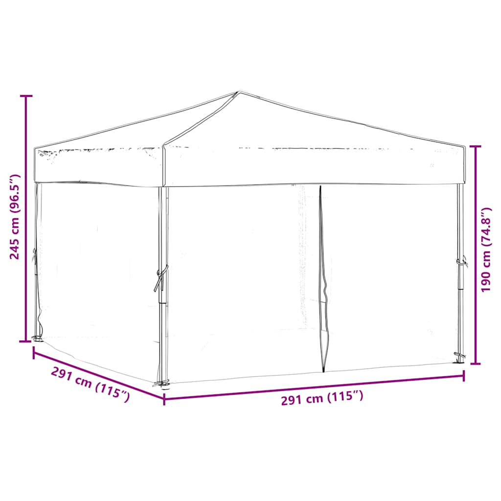 Partyzelt Faltbar mit Seitenwänden Creme 3x3 m