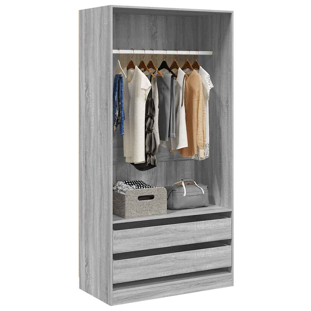 Kleiderschrank Grau Sonoma 100x50x200 cm Holzwerkstoff