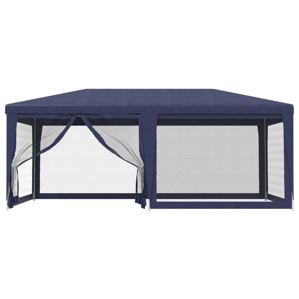 Partyzelt mit 6 Mesh-Seitenwänden Blau 6x4 m HDPE