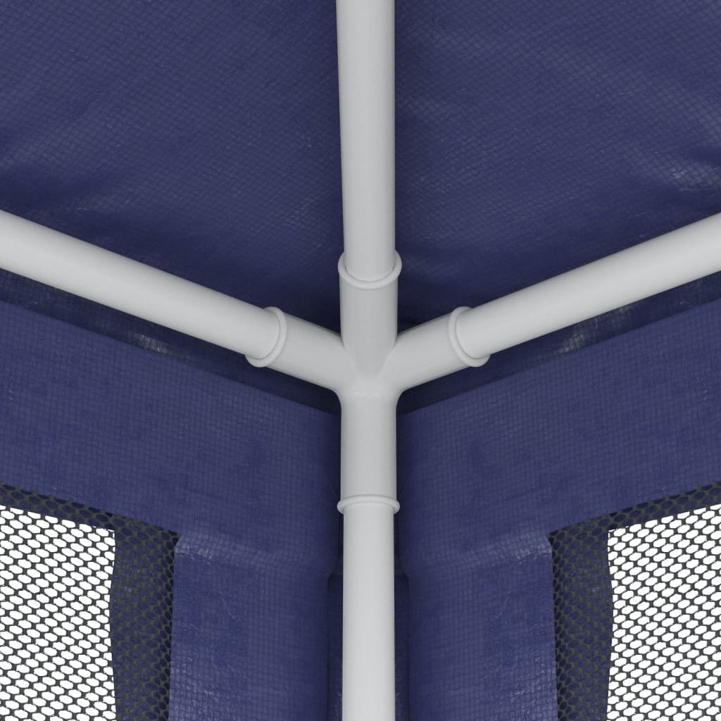 Partyzelt mit 6 Mesh-Seitenwänden Blau 6x4 m HDPE
