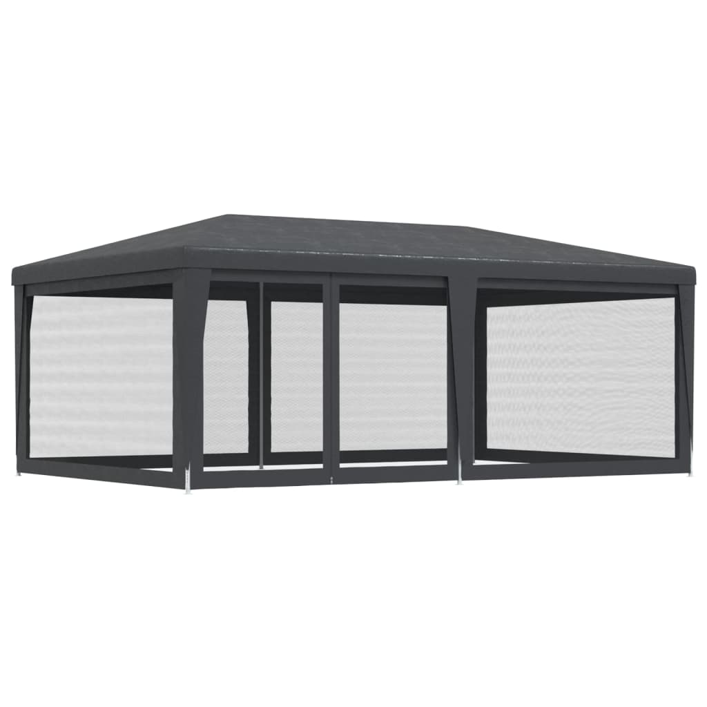 Partyzelt mit 6 Mesh-Seitenwänden Anthrazit 6x4 m HDPE