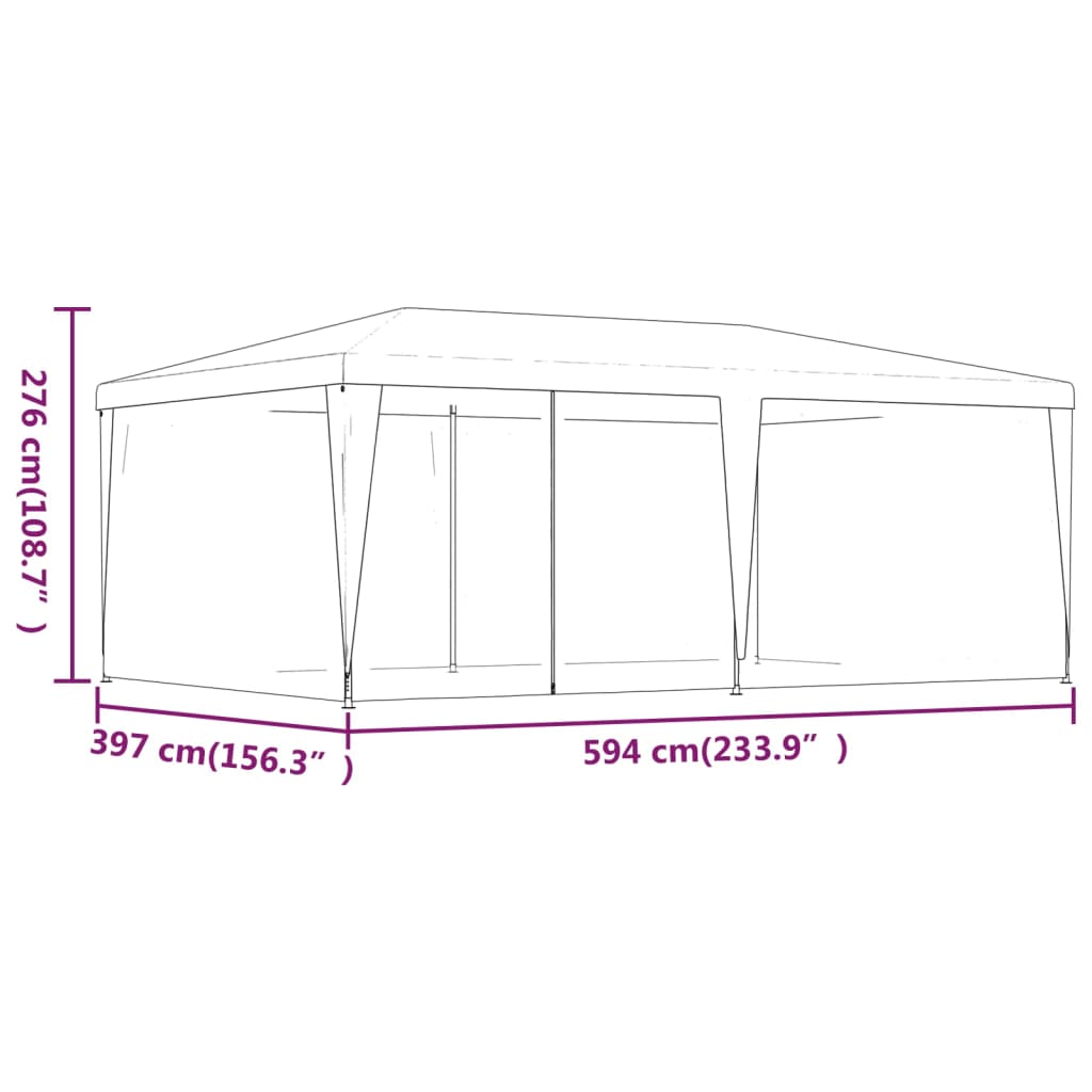 Partyzelt mit 6 Mesh-Seitenwänden Anthrazit 6x4 m HDPE