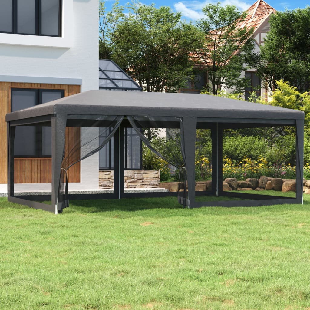 Partyzelt mit 6 Mesh-Seitenwänden Anthrazit 6x4 m HDPE