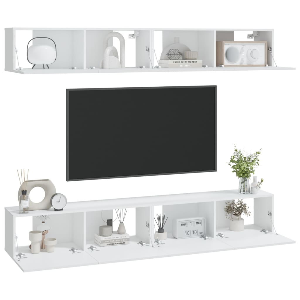 TV-Wandschränke 4 Stk. Weiß 100x30x30 cm