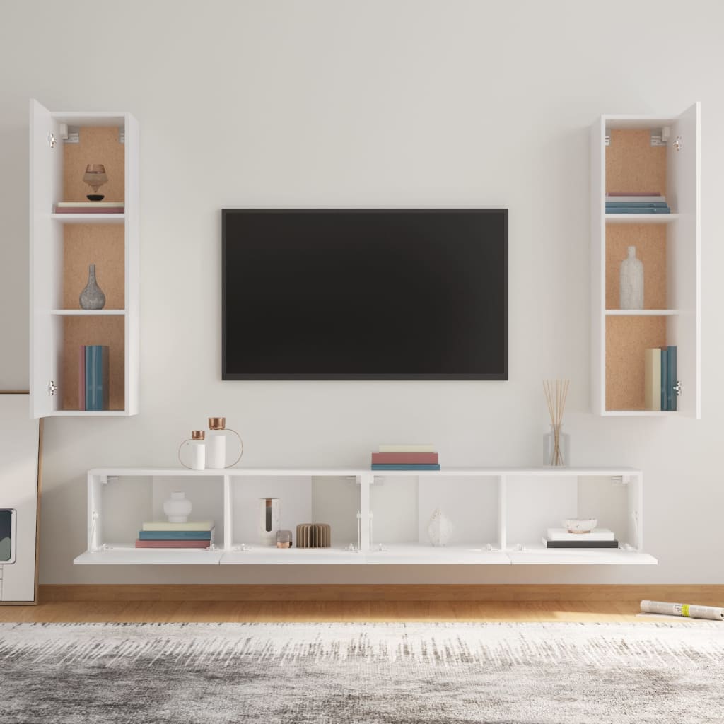 4-tlg. TV-Schrank-Set Weiß Holzwerkstoff