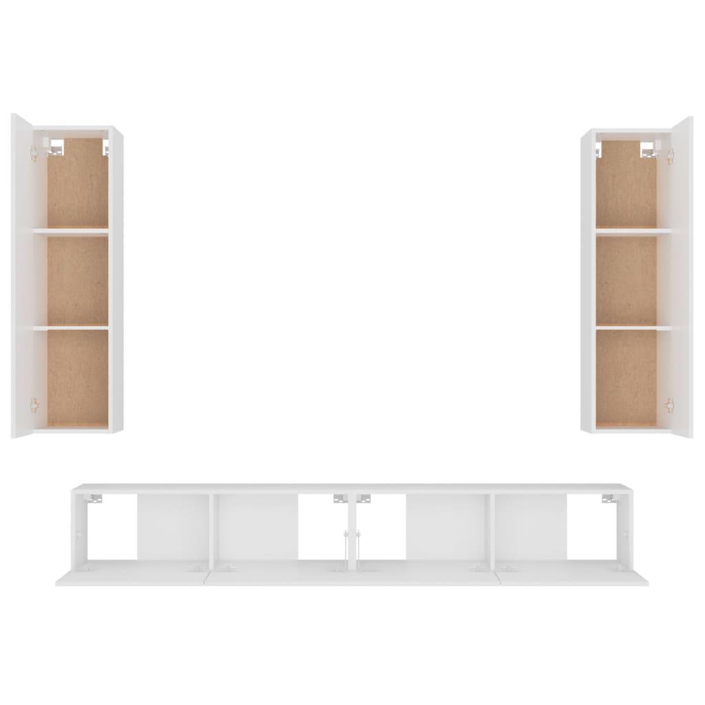 4-tlg. TV-Schrank-Set Weiß Holzwerkstoff