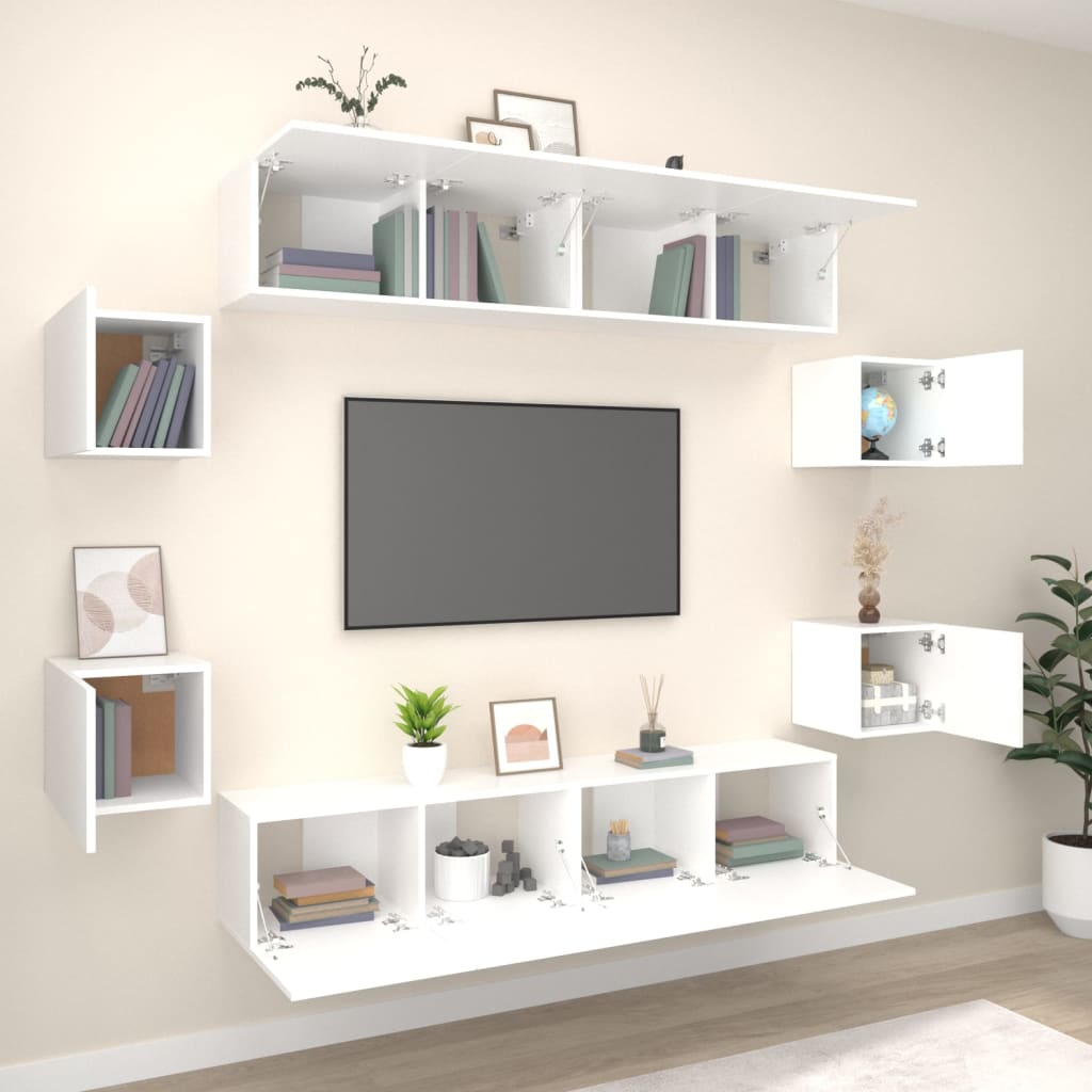 8-tlg. TV-Schrank-Set Weiß Holzwerkstoff
