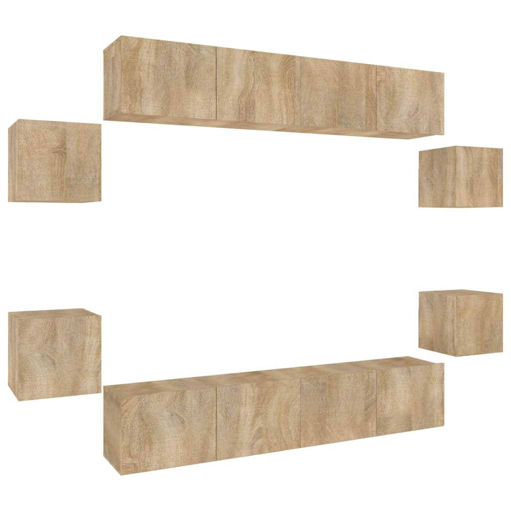 8-tlg. TV-Schrank-Set Sonoma-Eiche Holzwerkstoff