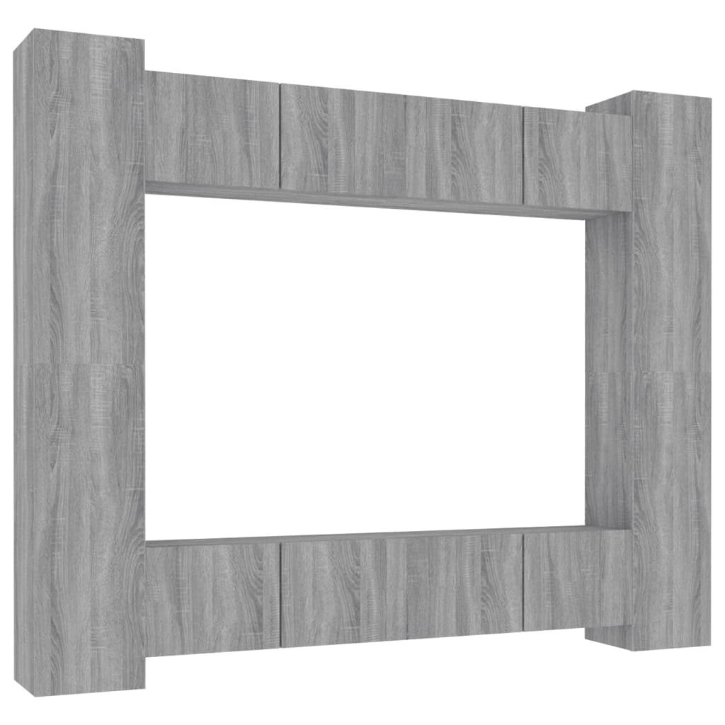 8-tlg. TV-Schrank-Set Grau Sonoma Holzwerkstoff