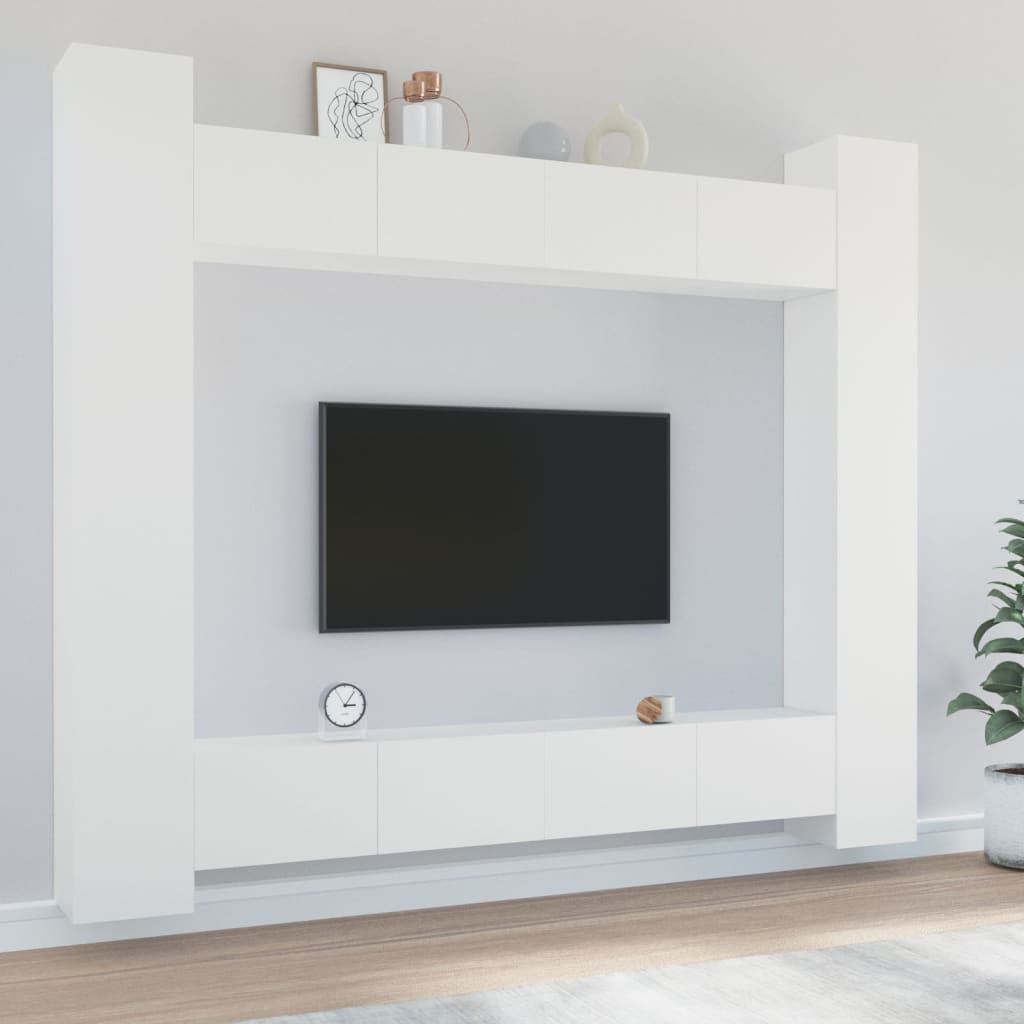 8-tlg. TV-Schrank-Set Weiß Holzwerkstoff